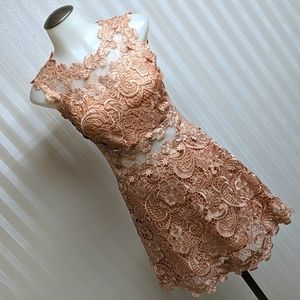 Rose Gold Lace Sleeveless Prom Dress Short  Size 0